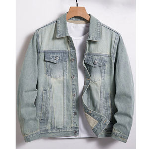 Venta al por mayor de alta calidad de gran tamaño de la moda Casual Jeans Chaquetas de mezclilla Hombres Ropa Plain Dyed Denim Jeans Chaquetas Chaqueta para hombre - Product Image 6