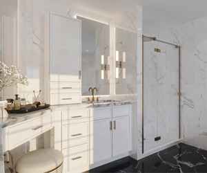 Sanyang Armoire d'évier de cuisine moderne de luxe Armoire de rangement en bois brillant gris à un prix - Product Image 3