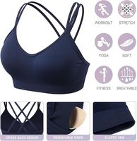 Soutien-gorge de sport pour femme de haute qualité, respirant, en Spandex/Nylon, maintien moyen, bretelles réglables, style simple, vente directe d'usine