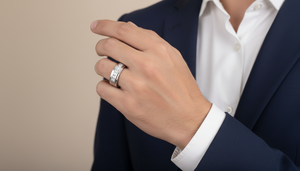 14K Gold & Diamond Classic Nine-<b>Stone</b> Channel Set Men's Ring | 0.44CTTW Brilliant Cut Diamond - Product Image 5