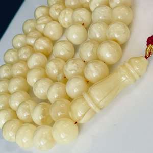 Tasbeeh de Ámbar Blanco del Báltico, 51 Cuentas, Misbaha de Ámbar Blanco Natural de Colección - Product Image 2