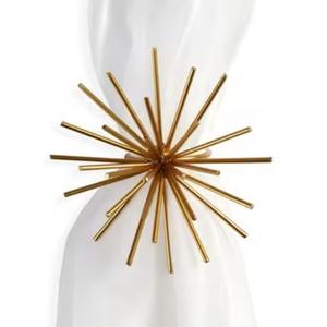 Anneau de serviette en or poli, design perlé et martelé - Product Image 4