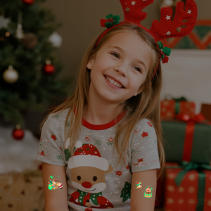 Ensemble d'autocollants de tatouage de Noël phosphorescent pour enfants - Product Image 1