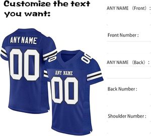 Maillot de football américain personnalisé en polyester imprimé par sublimation, col en V, manches courtes, grande taille, caractéristique estivale - Product Image 6