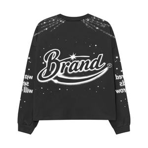 Chemises vintage personnalisées en molleton de coton épais, coupe classique, imprimées en sérigraphie, délavées à l'acide, effet soleil, avec strass - Product Image 3