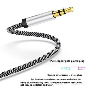Cable de Audio Auxiliar de Alta Calidad con Conector de 3.5mm para Autos, Par Trenzado de Alta Banda Ancha, Longitud de 1m/2m para Teléfonos Móviles y Videos - Product Image 2