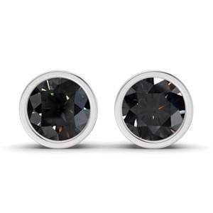 Classic Bezel Set Round <b>Black</b> Lab Diamond <b>Stud</b> <b>Earrings</b> High Quality <b>Studs</b> Lab Grown Diamond In 14K Solid Gold Customisable Gift - Product Image 1