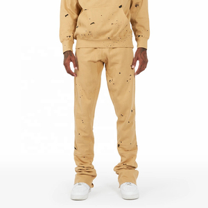 Streetwear personnalisé survêtement de haute qualité pantalon de survêtement évasé unisexe vierge à capuche et survêtement empilé ensemble hommes de haute qualité - Product Image 4