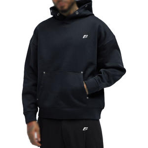 เสื้อฮู้ดดี้ผ้าฝ้ายฟลีซทรงโอเวอร์ไซส์สำหรับผู้ชาย  โลโก้เรียบง่ายที่อก  สำหรับการผลิตแบบ OEM และ Private Label - Product Image 1