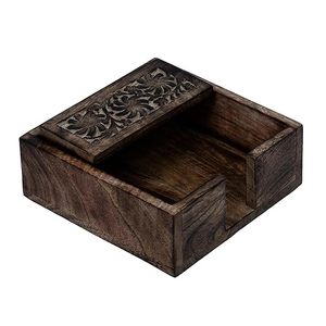 Boîte à mouchoirs en bois de manguier naturel avec finition lisse Porte-mouchoirs en bois décoratif fait à la main avec poignée en laiton à bas prix - Product Image 2
