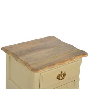 Mesita de noche de caoba crema estilo francés elegante mesita de noche tallada a mano con un solo cajón dormitorio artesanal acento Furnitu - Product Image 4