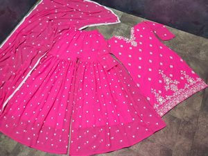 Nueva colección de ropa étnica india de diseñador-Bordado pesado Sharara Salwar/Palazzo Suit Party Wear Look Stitched - Product Image 6