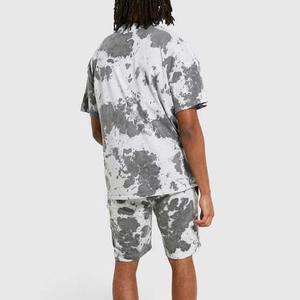 Vente en gros Ensemble t-shirt et short d'été 100% coton pour hommes Ensemble short oversize délavé tie teinture - Product Image 2