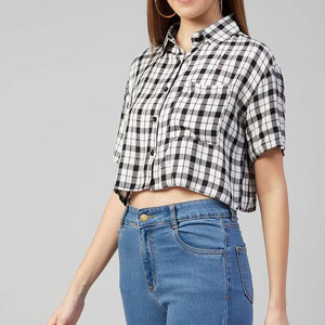Camisas cortas de poliéster transpirable de diseño personalizado de alta calidad para mujer, camisas holgadas de algodón multicolor para mujer - Product Image 2