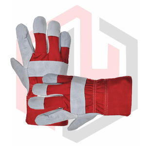 Guantes de Seguridad de Trabajo de Cuero Rojo y Blanco, Duraderos, de Piel de Vacuno Dividida, Puño Recto, Resistentes a Desgarros, Transpirables, Personalizables, Industriales - Product Image 5