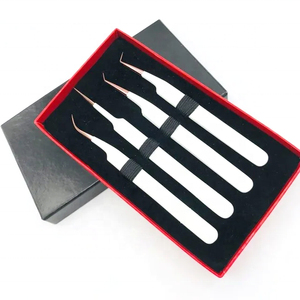 Pince à épiler en acier inoxydable imprimée avec logo personnalisé pakistanais pour cils à pointe incurvée avec boîte - Product Image 6