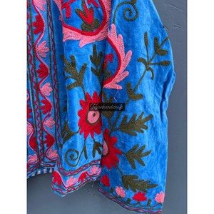 Suzani แจ็กเก็ตผ้ากำมะหยี่ปักลายดอกไม้, แจ็กเก็ตสั้นลำลองสำหรับผู้หญิงใส่ได้ทั้งชายและหญิง - Product Image 3