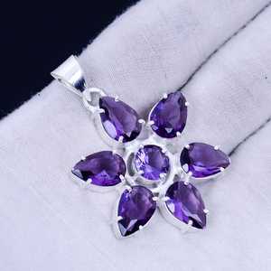 Venta al por mayor 925 joyería de plata de ley de las mujeres hechas a mano estilo bohemio Cruz forma colgante amatista natural encantos de moda - Product Image 4