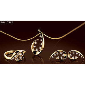 14K <b>Gold</b> Necklace/Earrings/Ring <b>Set</b> Brilliant Cut Diamonds Claw Setting for Women's Wedding Party Engagement Gift - Product Image 1