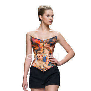 Sexy Waist Slimming Historical Renaissance Printed Fashion Corsets With Adjustable Back Laced Up - Product Image 3