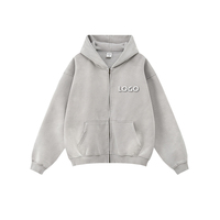Sweat-shirts respirants en polaire polyester/coton brodés avec logo OEM pour hommes et femmes, style décontracté à fermeture éclair, coupe ample, effet délavé à l'acide