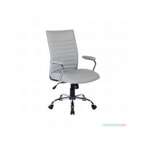 Silla ejecutiva moderna San Francisco gris eco-cuero elevador ergonómico giratorio reposacabezas ajustable PP aluminio PU Material de tela - Product Image 1