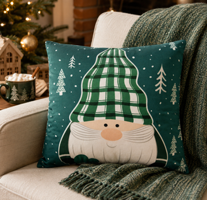 Square Decorative <b>Throw</b> Pillow with Zipper Closure <b>Christmas</b> Cartoon Design 100% Polyester Digital Printing Green Winter Excelsa - Product Image 6