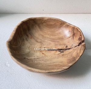 Bols de service de meilleure qualité, bol en bois de forme ronde fait à la main avec finition naturelle, bois d'acacia, élégant et durable - Product Image 3