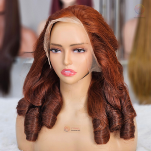 Pelucas frontales de encaje de Color oscuro rizado Cabello humano Pelucas de cabello vietnamita crudo 13X4 Peluca de cabello humano rizado frontal para mujeres - Product Image 4