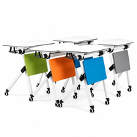 Table de formation mobile en gros avec roulettes, pliable, empilable, multicolore, pour l'école