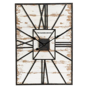 Horloge murale fantaisie, fabrication directe d'usine, pas cher à vendre, style antique romain, fer forgé, design simple, forme carrée, silencieuse, pour la maison - Product Image 1