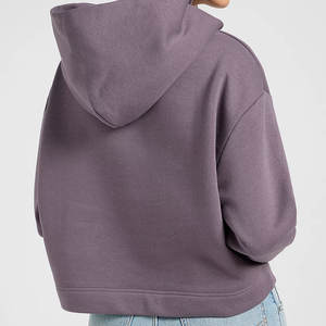 Sudadera Corta con Capucha para Mujer, Diseño Nuevo, 100% Algodón, Hombros Caídos, para Entrenamiento, Gimnasio, Invierno - Product Image 2