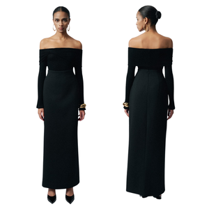 Haute couture femmes jupe ensemble taille haute Obie Maxi jupe rayonne Spandex tissu tissé femmes vêtements blanc mode durable - Product Image 1