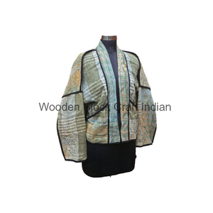 Nueva Colección de Abrigos de Invierno Reversibles Ecológicos con Estilo Indio, Acolchados y con Parches Kantha Vintage para Mujer, Talla Grande - Product Image 2