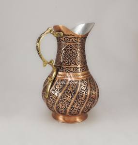 Pichet à jus d'eau antique de qualité supérieure, poignée en laiton cuivré fait à la main, verres à polir mat, articles utilitaires de sport, accès direct - Product Image 4