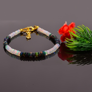 Natural Ethiopian Opal Beaded <b>Bracelet</b>, 925 Sterling Silver Opal <b>Gemstone</b> <b>Bracelet</b>, opal fire <b>Bracelet</b> Gift For Her. - Product Image 4