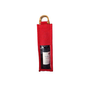 Sac de bouteille de vin en jute élégant et écologique Cadeau promotionnel élégant au meilleur prix - Product Image 1