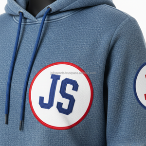 Chándal de lujo 320 GSM para mujer, conjunto de pantalones de chándal y sudadera vaquera azul de lana pesada con logotipo de parche personalizado, chándales de talla grande - Product Image 6