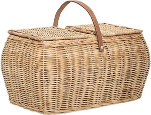 Panier de pique-nique moderne en rotin naturel écologique avec couvercle, rangement multifonctionnel - Product Image 2