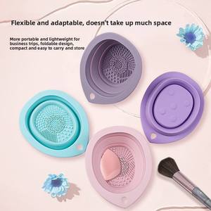 Tazón para Limpiar Brochas de Maquillaje, Plegable, en Forma de Gota, para Brochas de Polvo, Herramientas de Belleza, Almohadilla de Limpieza de Silicona, para Uso Doméstico - Product Image 3