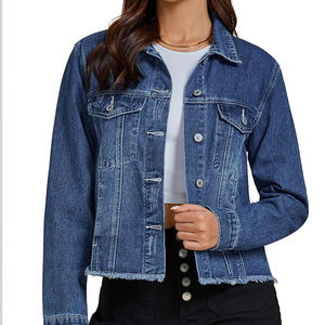 Chaqueta abotonada vaquera de manga larga de alta calidad para mujer, novedad en ropa de invierno, Chaquetas vaqueras para mujer - Product Image 1