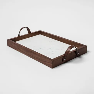 Bandeja decorativa de remium uality, con asa de cuero, para reakfast - Product Image 1