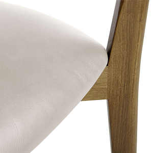 Silla de Comedor Cullens Simple Hecha con Estructura de Madera de Teca Sólida y Asiento de Cuero Sintético con Acabado Marrón Natural - Product Image 6