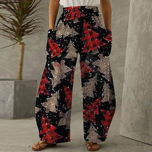 Pantalones Navideños de Algodón y Poliéster, Pantalones Navideños de Primera Calidad para Mujer, Pantalones de Año Nuevo para Mujer - Product Image 1