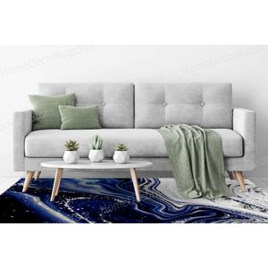 Navy Blue Marble <b>Rug</b>, Salon <b>Rugs</b>, Dining Room <b>Rug</b>, Modern Printed <b>Rug</b>,Nonwoven Thin <b>Rug</b> - Product Image 3