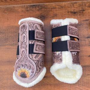 JOYA 2025 OEM, nuevas botas de cepillado ecuestre de caballo a la moda con piel, almohadilla de sillín y capó de oreja, juego de tres engranajes ecuestres - Product Image 6