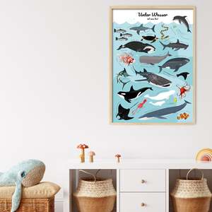 Modern Sea Creatures <b>Poster</b> Stylish Wall Art Featuring Underwater Action Made of Durable Paper - Product Image 3