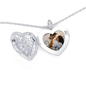 Jeulia Custom Birthstone Hollow Heart Photo <b>Locket</b> Necklace in Gold Plated Stainless Steel - Product Image 4