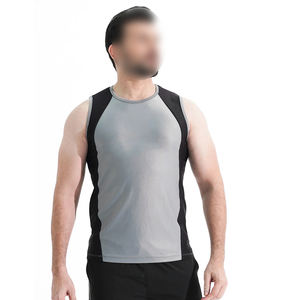 Noir et gris contraste couleur bonne vente faire votre propre nouveau produit respirant coton couleur unie col rond hommes gilet - Product Image 1