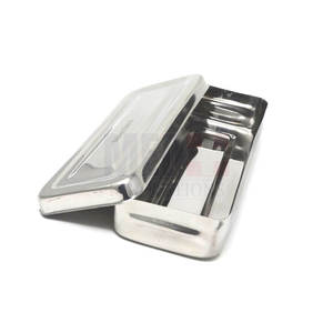 Plateaux chirurgicaux médicaux en acier inoxydable Plateau pour instruments dentaires Plateau de stérilisation Boîte avec couvercle et poignée avec trou par SurgiRight - Product Image 2